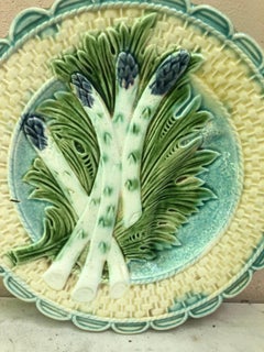 French Majolica Asparagus Plate Salins, circa 1890