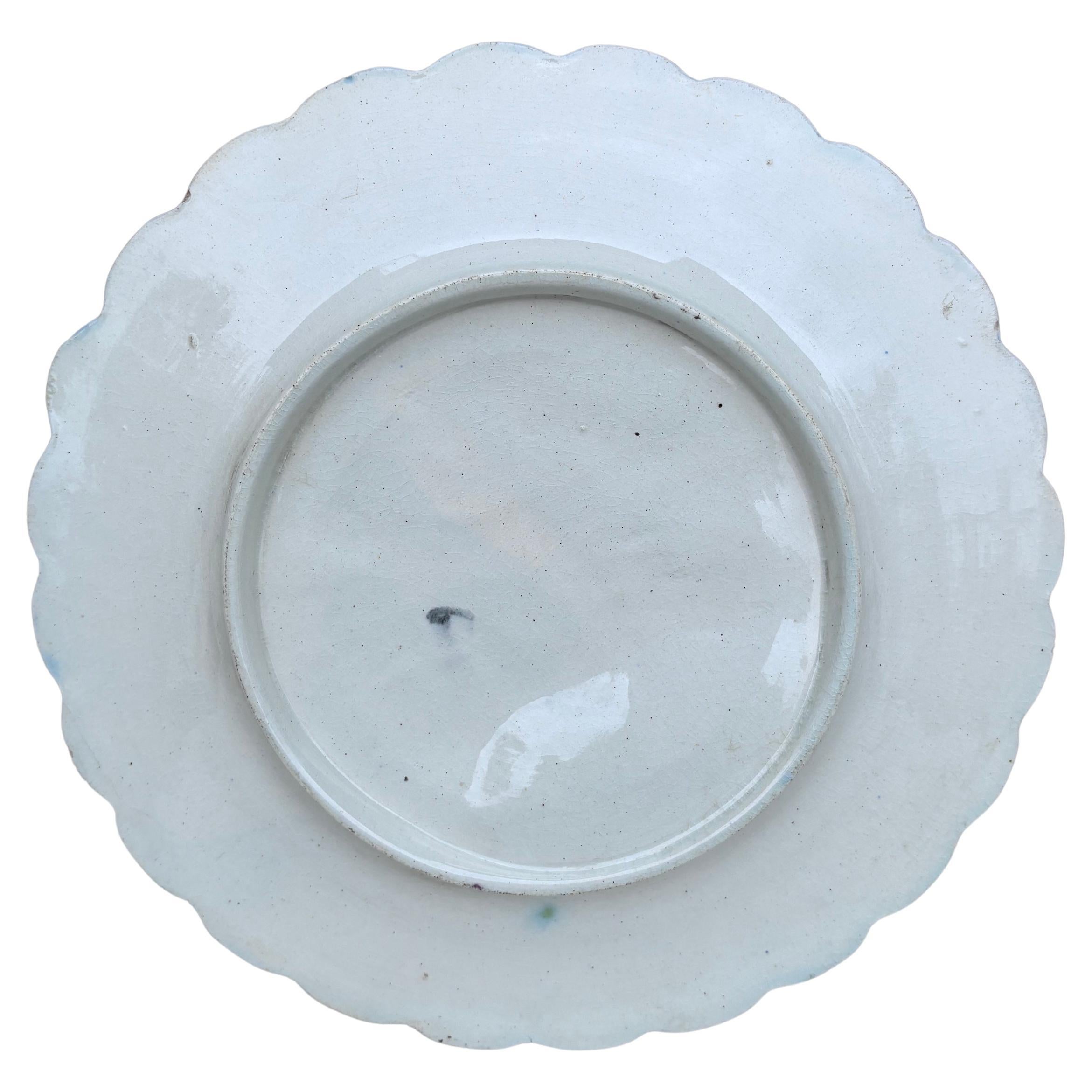 Piatto in maiolica francese Salins, circa 1890 In condizioni buone in vendita a Austin, TX