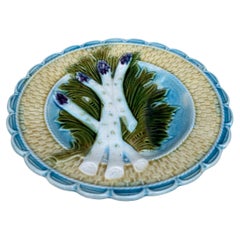French Majolica Asparagus Plate Salins, circa 1890