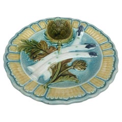 French Majolica Asparagus Plate Salins, circa 1890