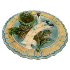 French Majolica Asparagus Plate Salins, circa 1890