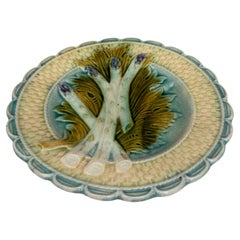 French Majolica Asparagus Plate Salins, circa 1890