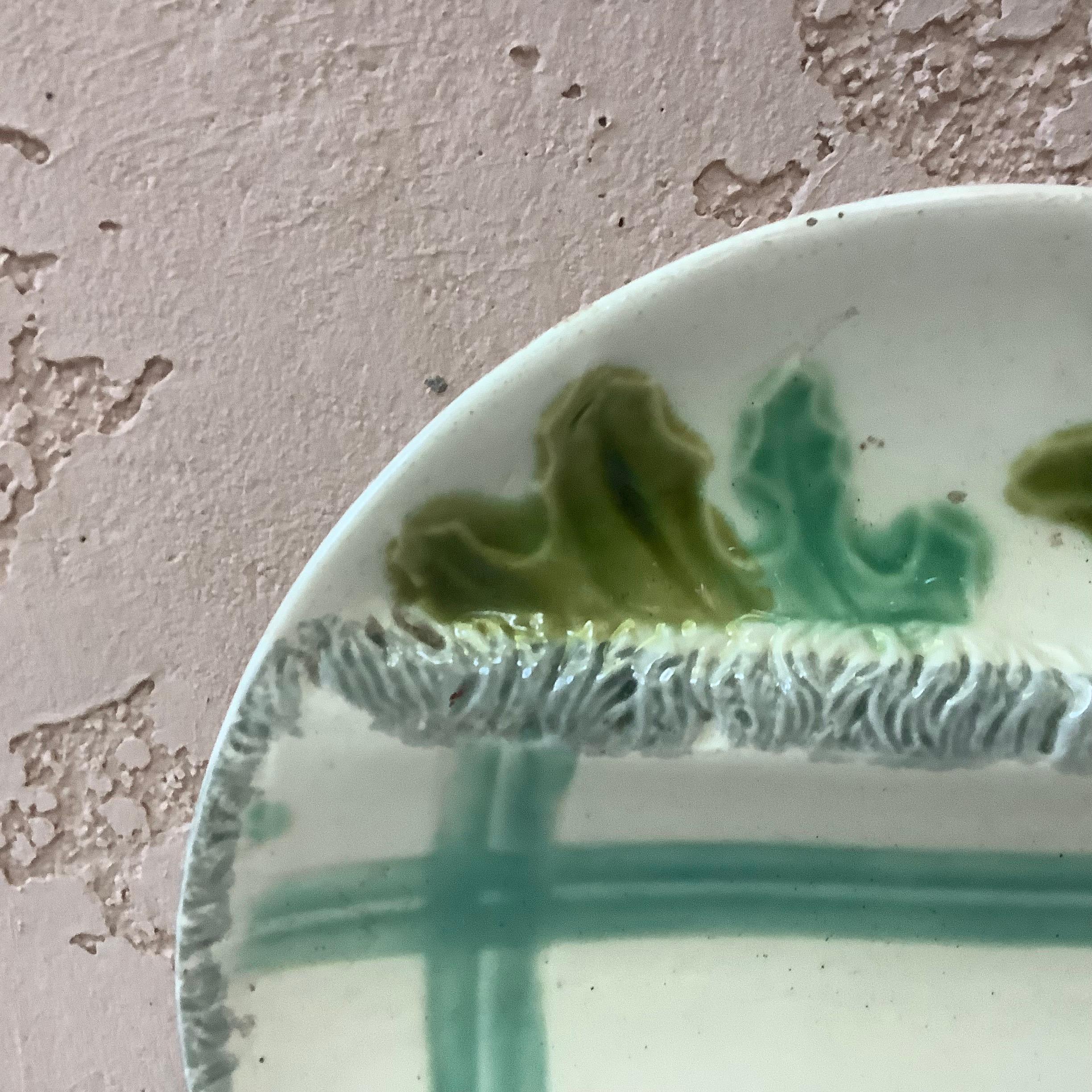 French Majolica Asparagus Plate Salins, circa 1890 In Good Condition In Austin, TX