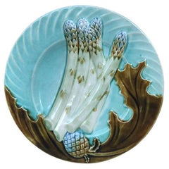 French Majolica Asparagus Plate Salins, circa 1890