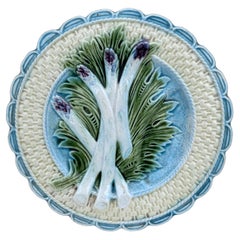 French Majolica Asparagus Plate Salins, circa 1890
