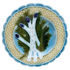 French Majolica Asparagus Plate Salins, circa 1890