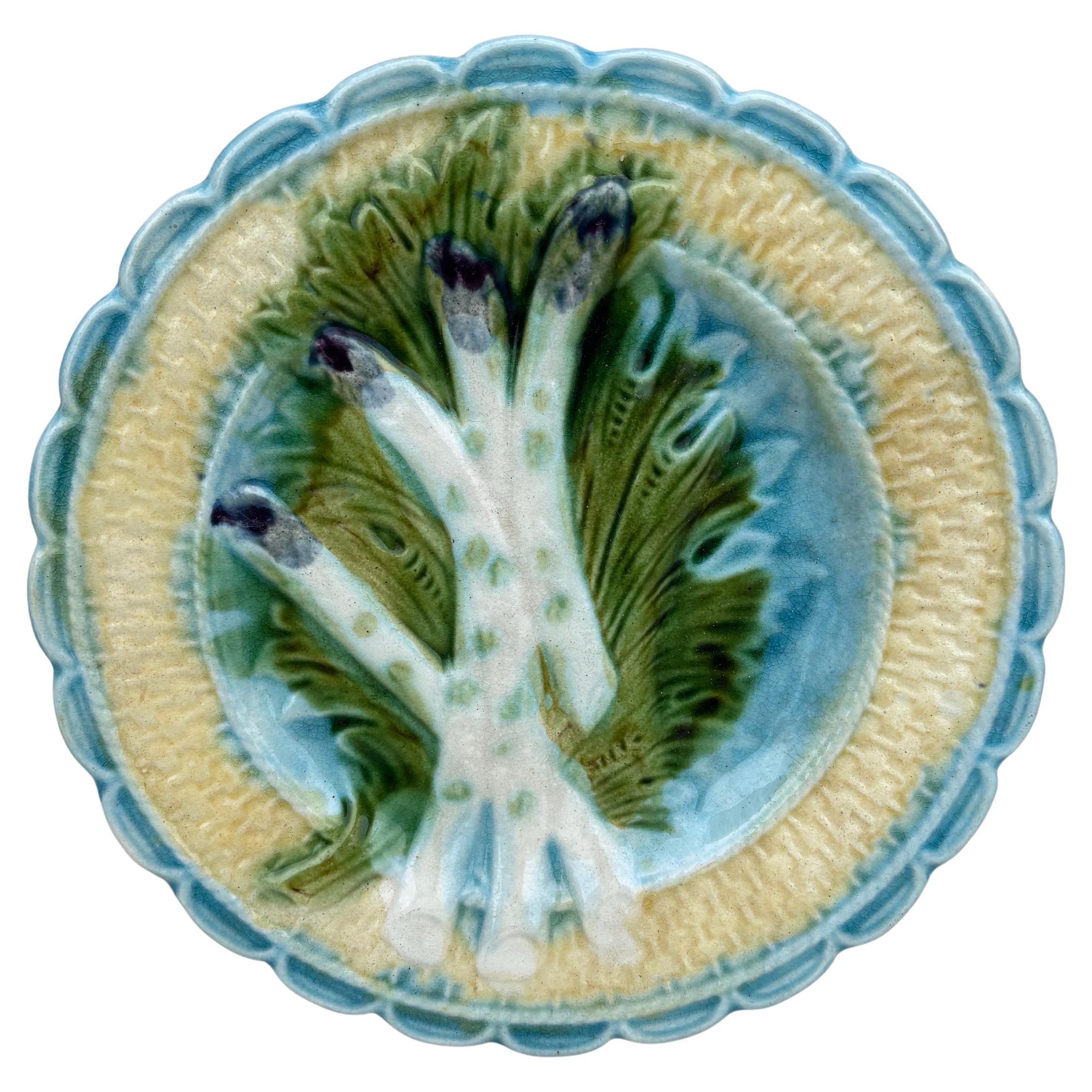 Piatto in maiolica francese Salins, circa 1890