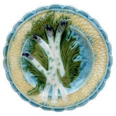 French Majolica Asparagus Plate Salins, circa 1890