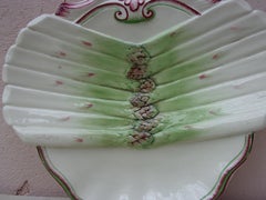 French Majolica Asparagus Plate Sarreguemines circa 1900