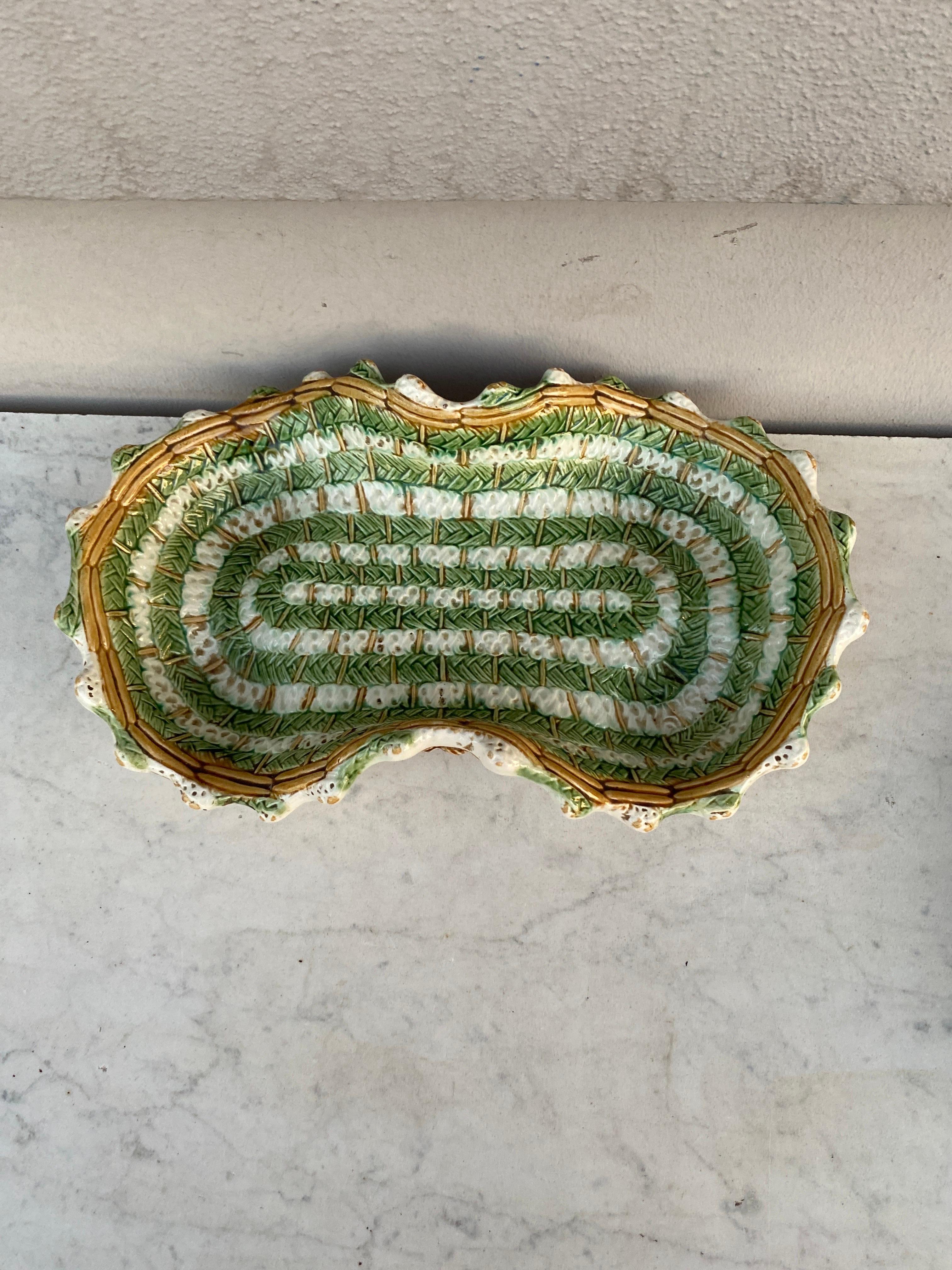 Rustic French Majolica Asparagus Platter circa 1890 For Sale