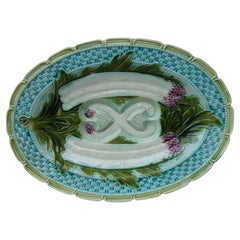 French Majolica Asparagus Platter Orchies, circa 1900
