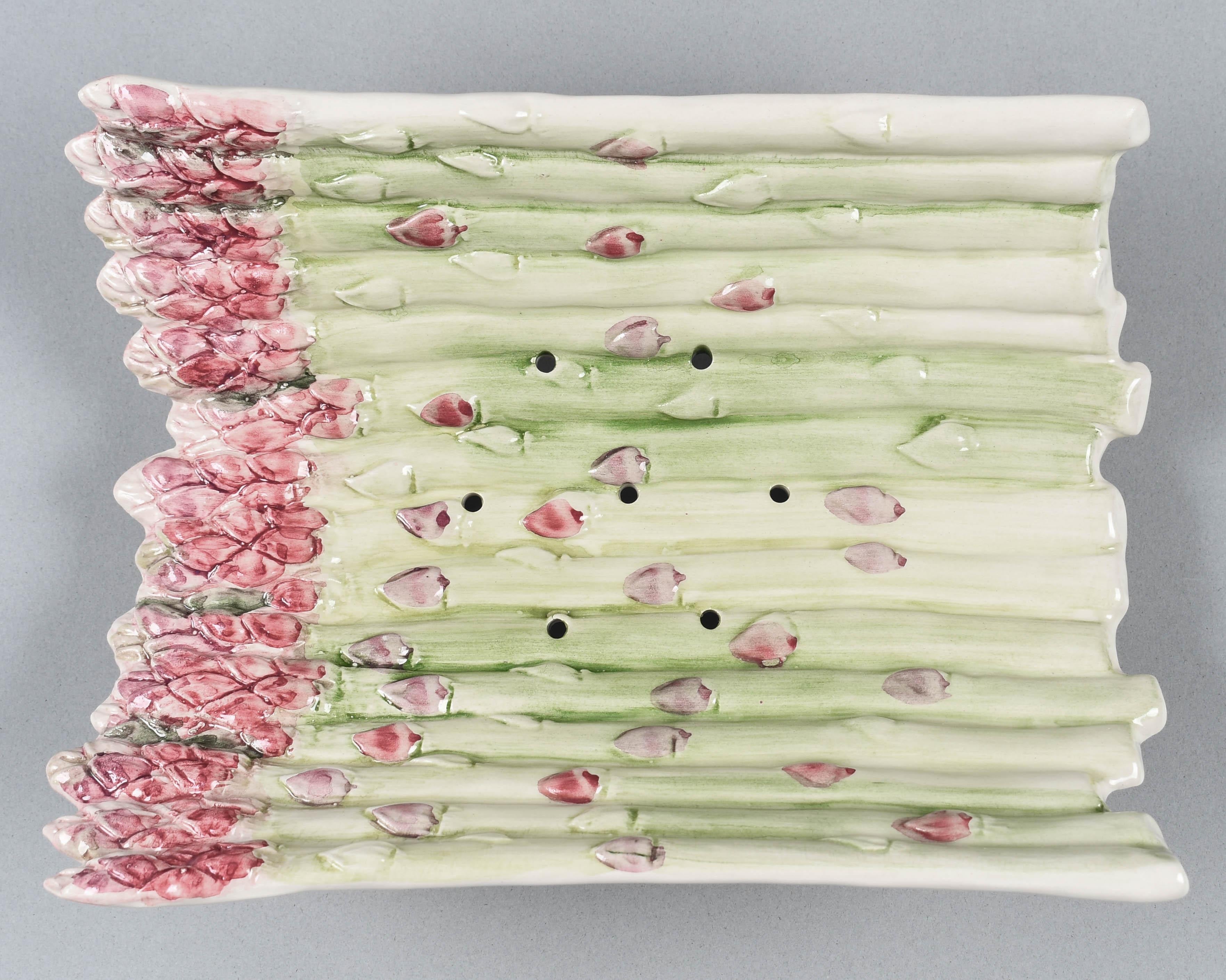 French Majolica Asparagus Server en vente 2