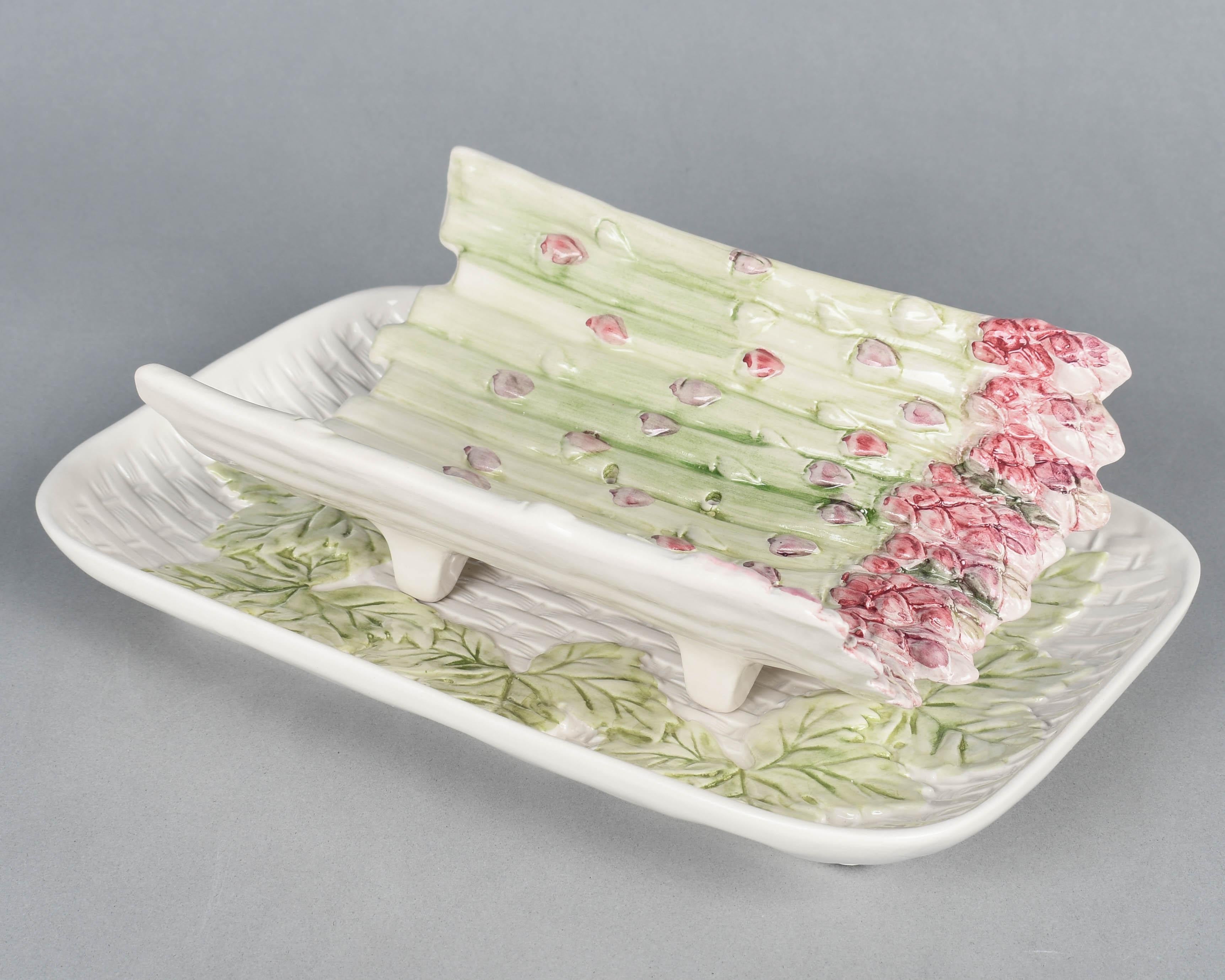 Français French Majolica Asparagus Server en vente