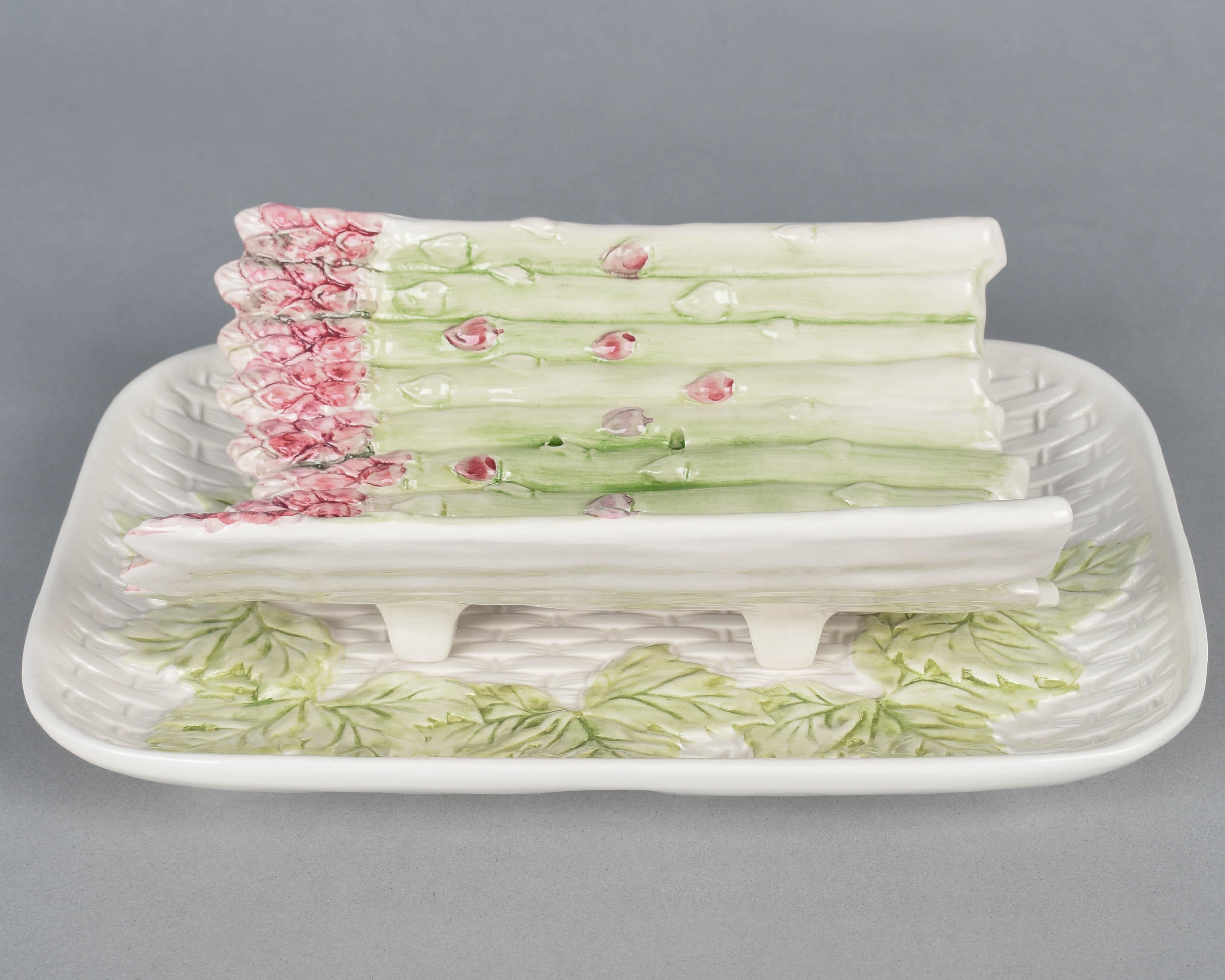French Majolica Asparagus Server Bon état - En vente à Winter Park, FL