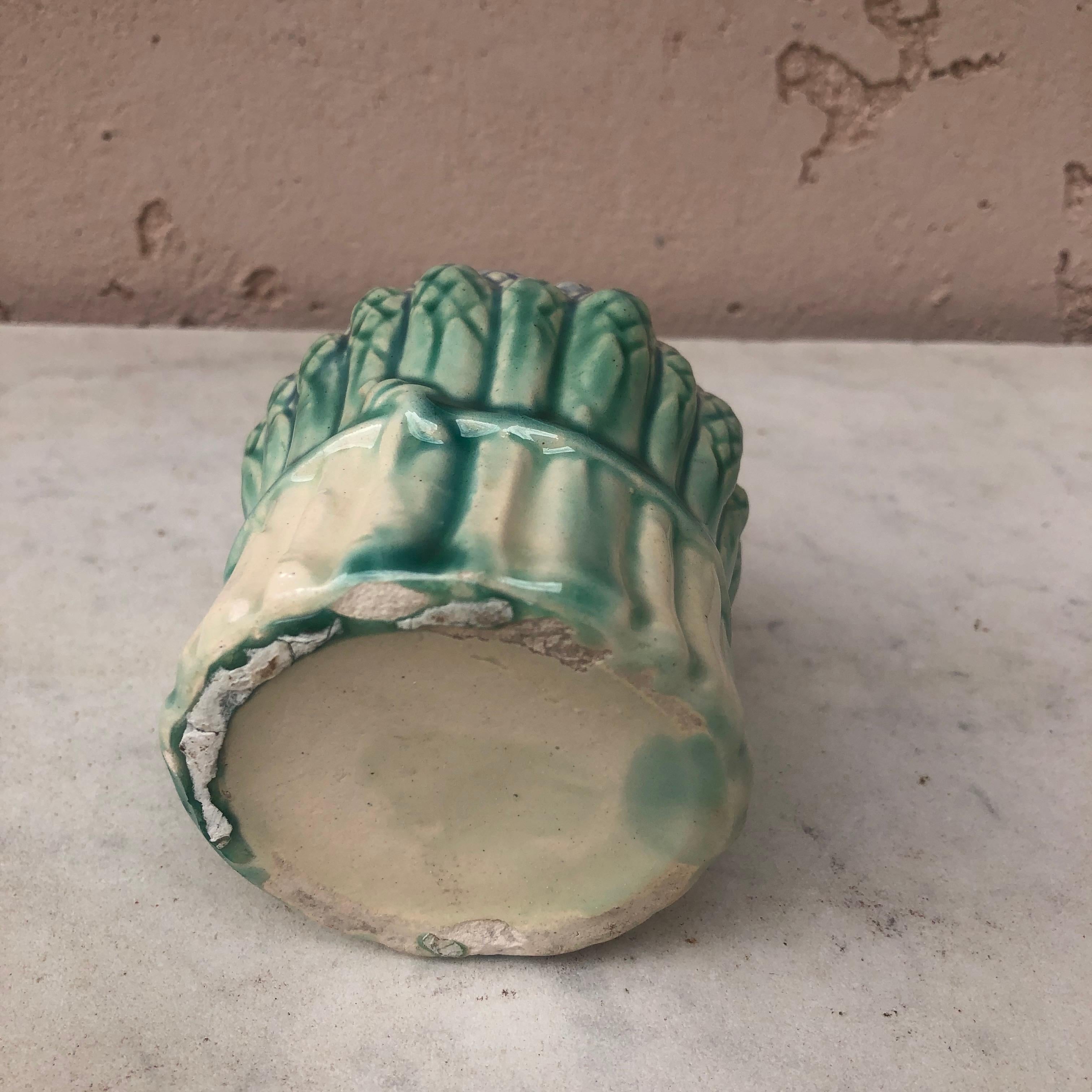 French Majolica Asparagus Vase, circa 1900 In Good Condition In Austin, TX