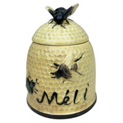 Vintage French Majolica Beehive Honey Pot Circa 1930