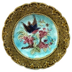 French Majolica Bird 
Flower Plate, Circa 1890