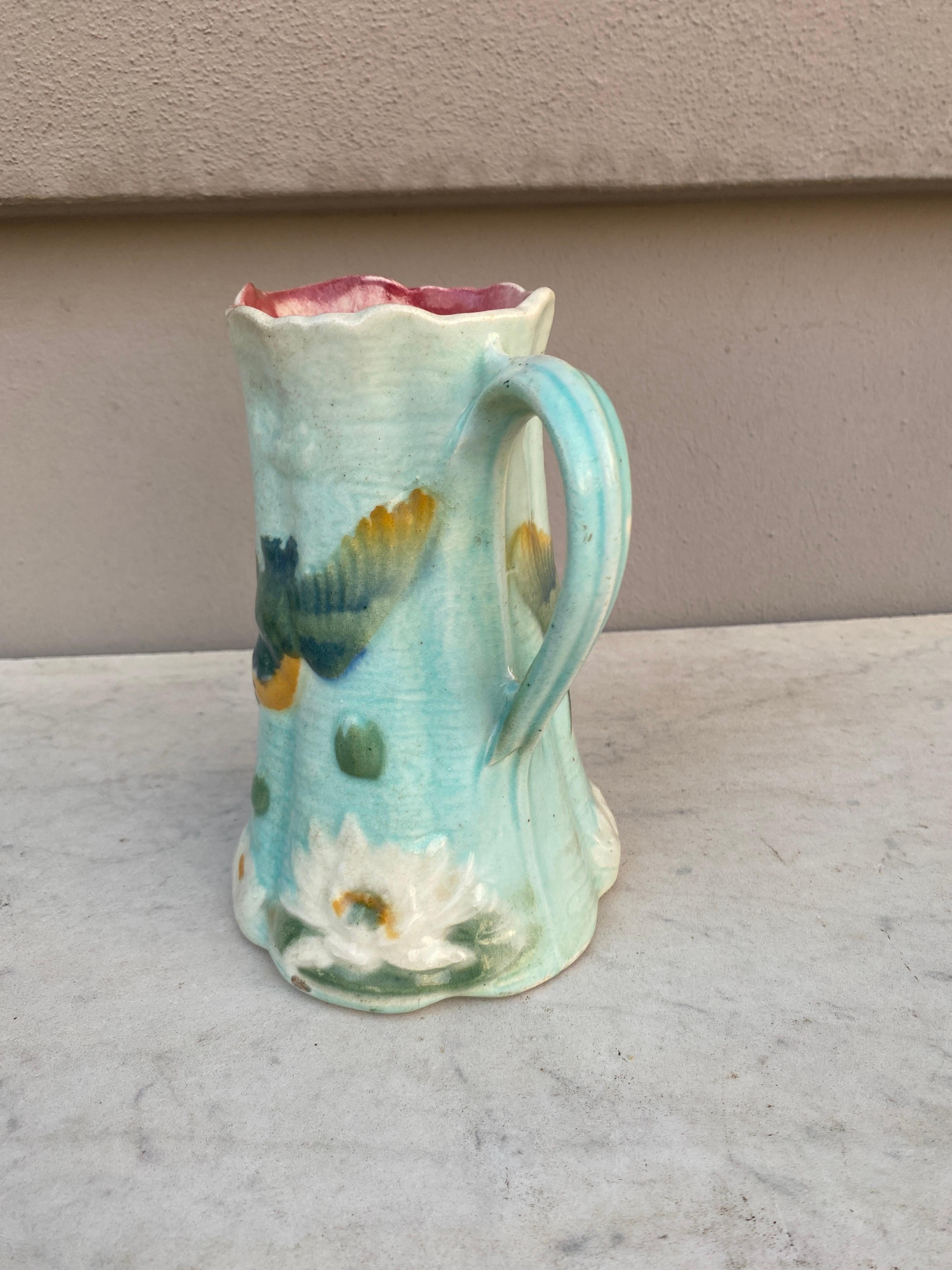 French Majolica Bird Pitcher Saint Clément, circa 1900 For Sale 2