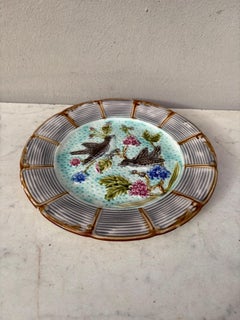 French Majolica Bird Plate Nimy Les Mons, circa 1890