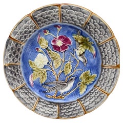 French Majolica Bird Plate Nimy Les Mons, circa 1890