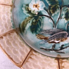 French Majolica Bird Plate Onnaing, circa 1890