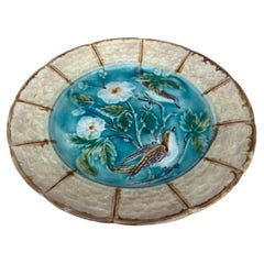 French Majolica Bird Plate Onnaing, circa 1890