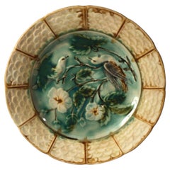 French Majolica Bird Plate Onnaing, circa 1890