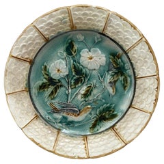 French Majolica Bird Plate Onnaing, circa 1890