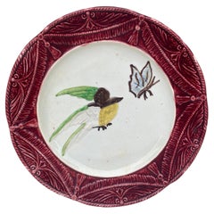 Französischer Majolika-Vogelteller Orchies, CIRCA 1900