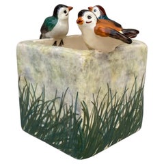 Cache pot d'oiseaux en majolique française Massier, Circa 1940