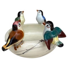 French Majolica Birds Cache Pot Maunier, Circa 1940