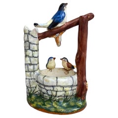 French Majolica Birds Well Massier, Circa 1940