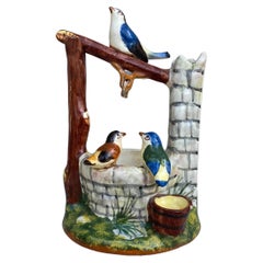 French Majolica Birds Well Massier, Circa 1940