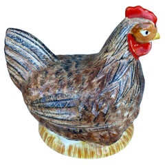 French Majolica Brown Hen Tureen Caugant