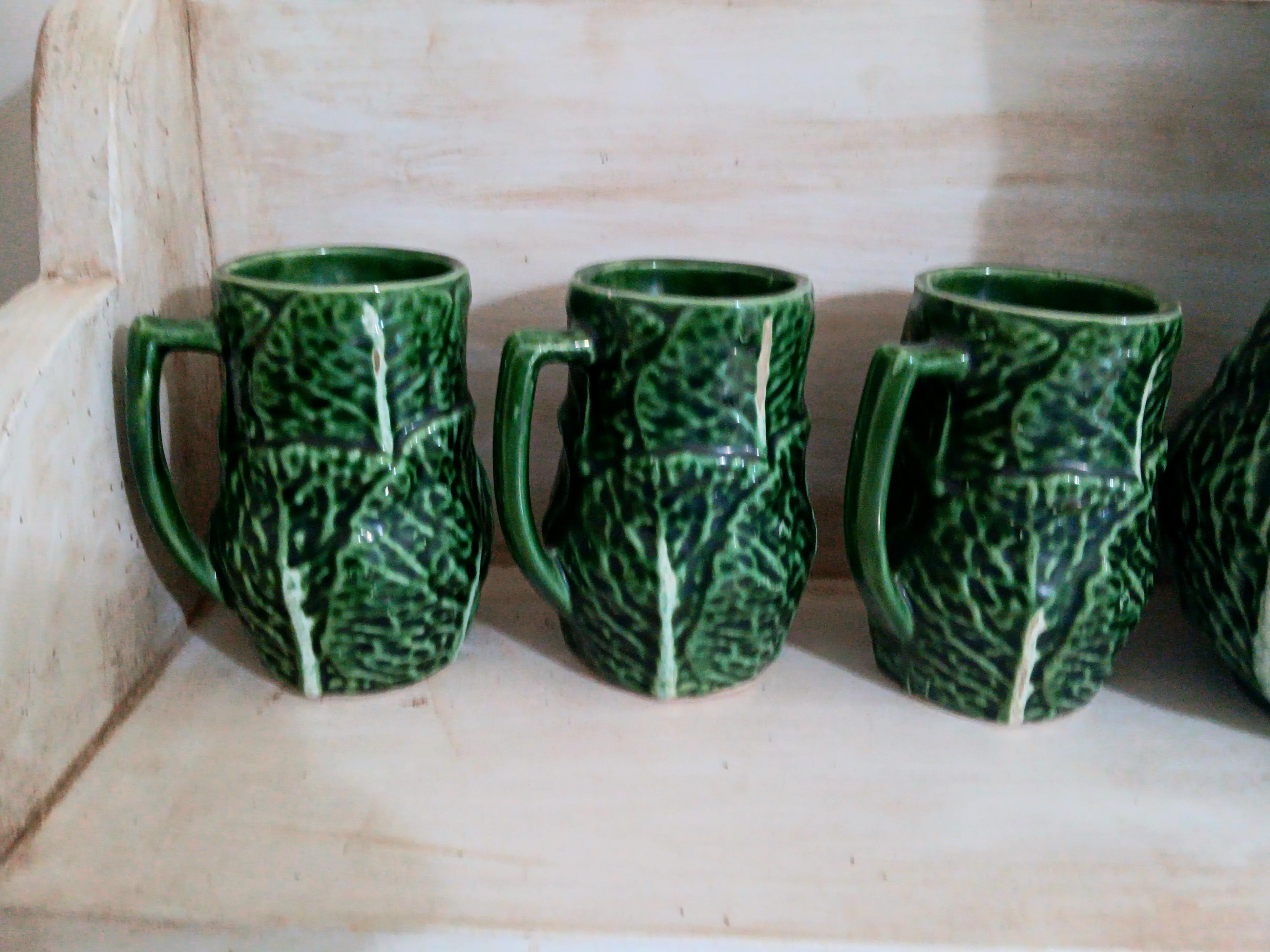 Pichet et 6 tasses en céramique majolique française en forme de chouette Excellent état - En vente à Mombuey, Zamora