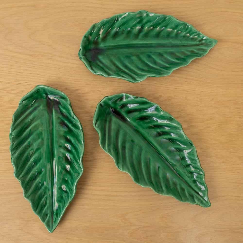 Ensemble de feuilles en céramique française, années 1970 en vente 2