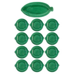 French Majolica Charm: Sarreguemines Green Fish Dining Set