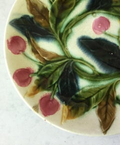 French Majolica Cherries Plate, circa 1890