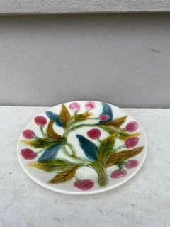 French Majolica Cherries Plate, circa 1890