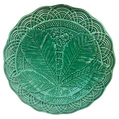 French Majolica Chesnut Leaf Plate , circa 1890