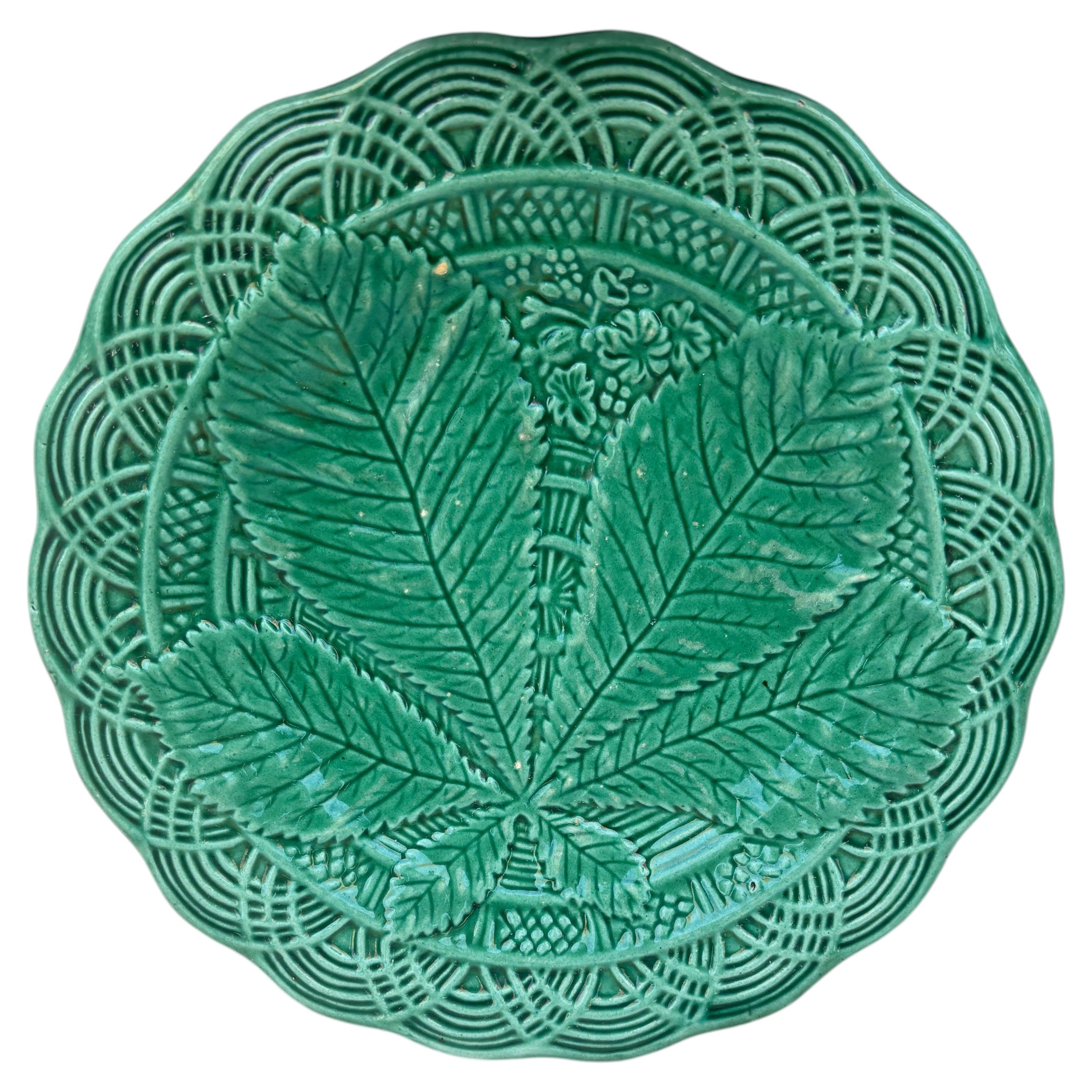 French Majolica Chesnut Leaf Plate , circa 1890