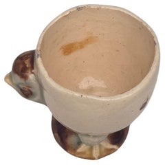Taza para huevos de pollito de mayólica francesa Circa 1890