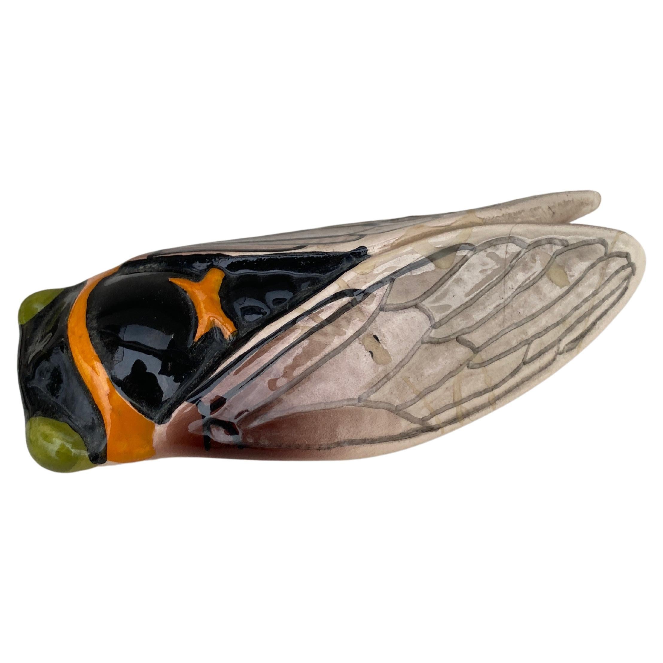French Majolica cicada wall pocket  from Provence.
Height / 5.5 inches.