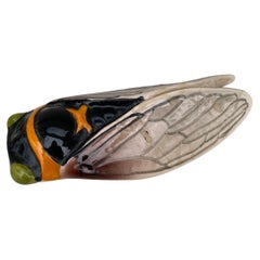 French Majolica Cicada Wall Pocket Circa 1950