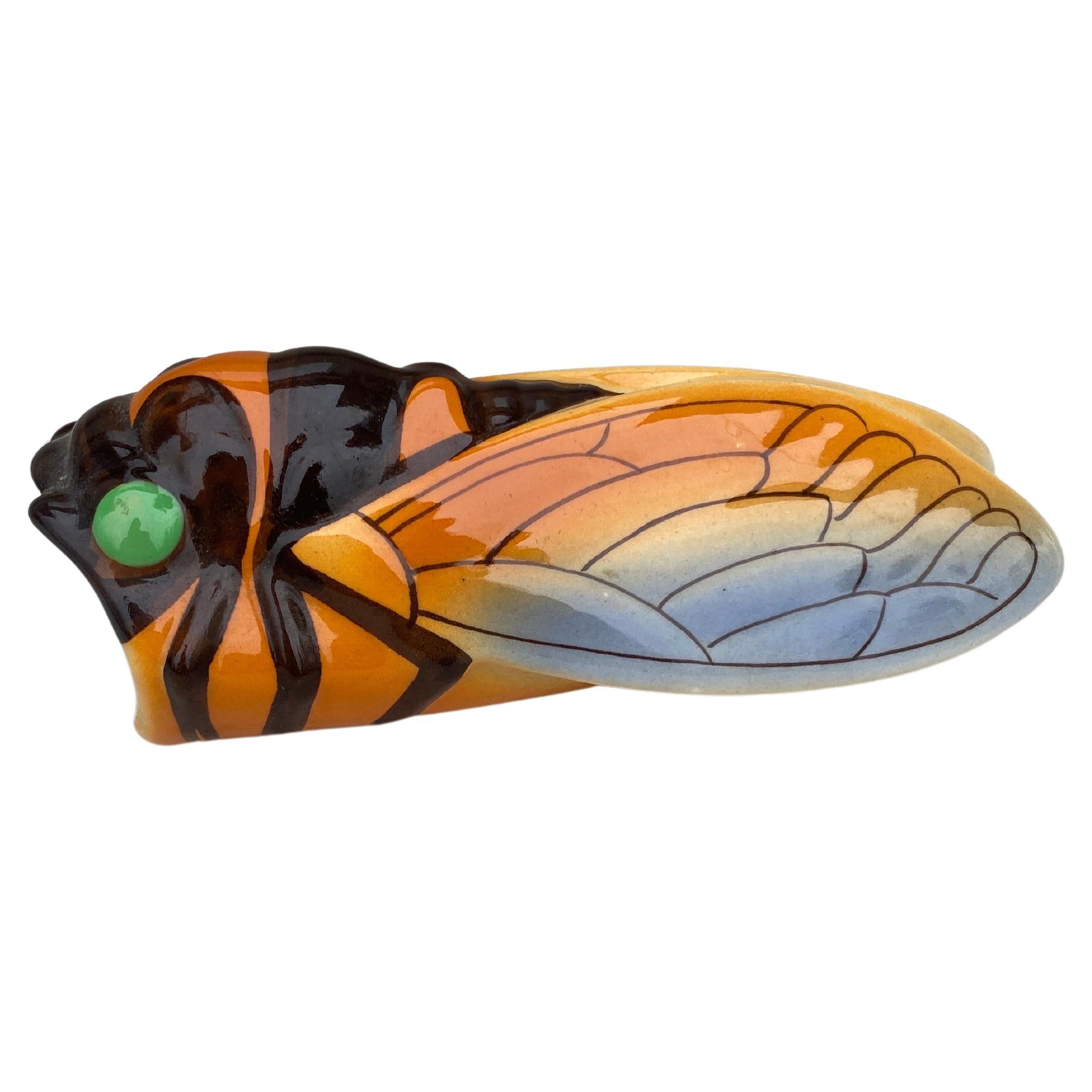 Large French Majolica cicada wall pocket  from Provence.
Height / 7 inches.