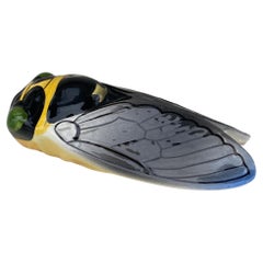French Majolica Cicada Wall Pocket Sicart Circa 1950