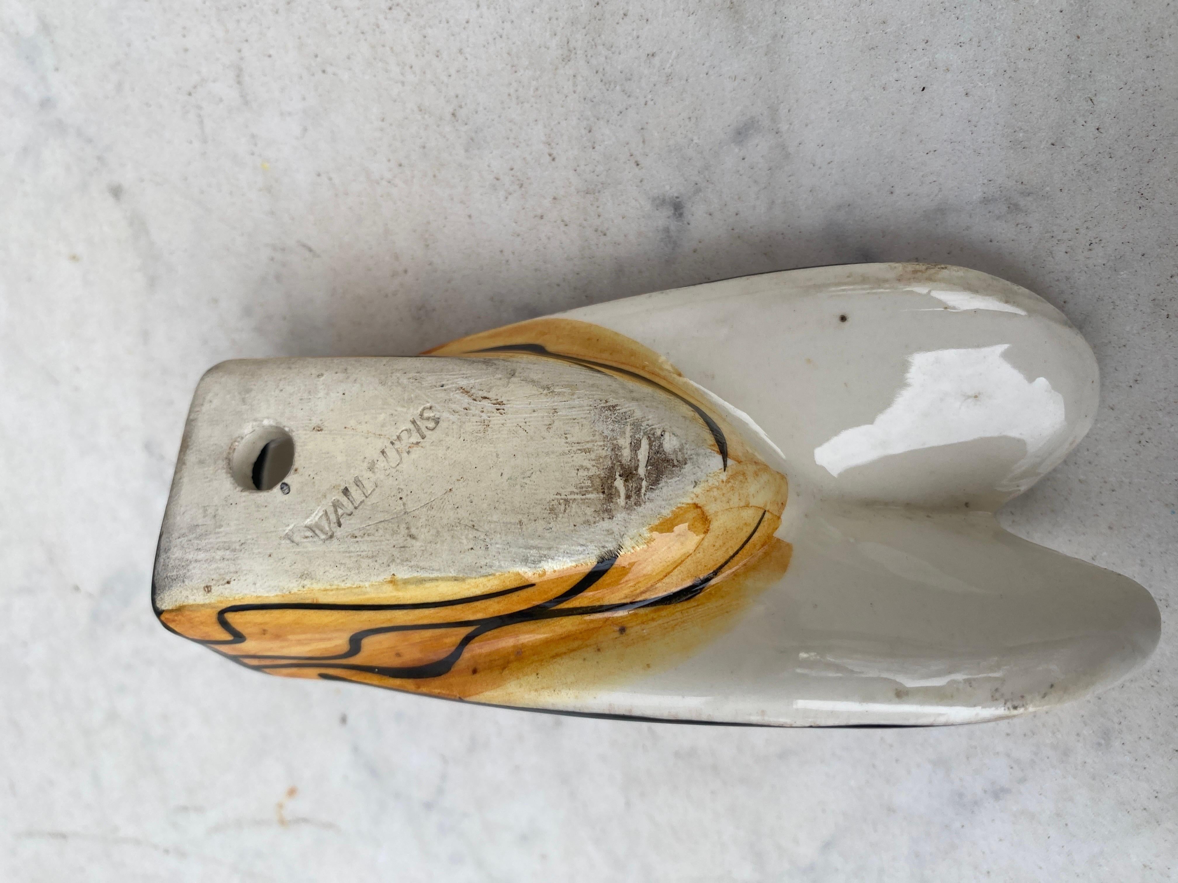 Ceramic French Majolica Cicada Wall Pocket Vallauris Circa 1950 For Sale