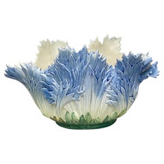 French Majolica Cornflower Jardiniere Delphin Massier, Circa 1890