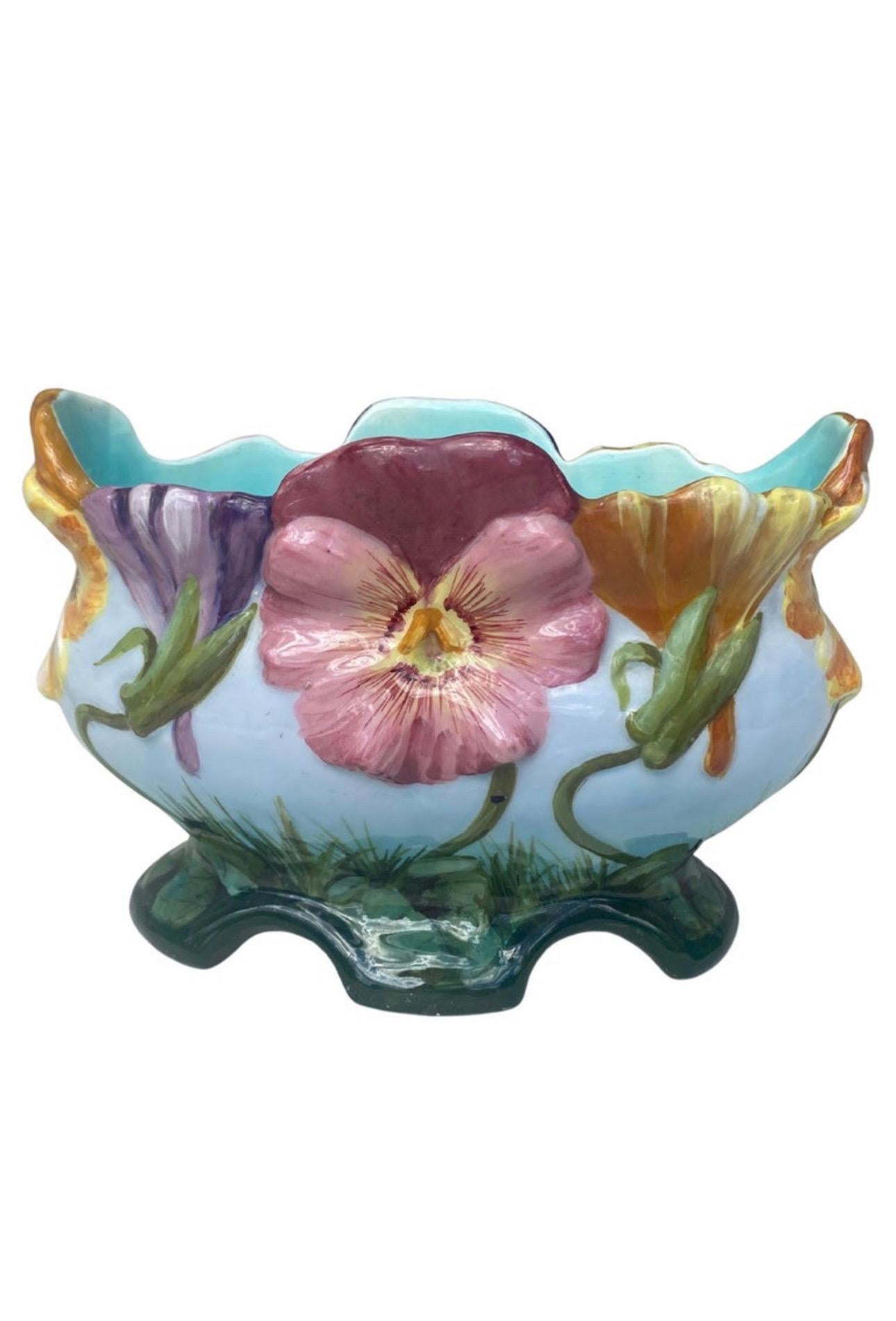 Mid-20th Century French Majolica Daisy Marcel Guillot Vallauris, circa 1950 For Sale