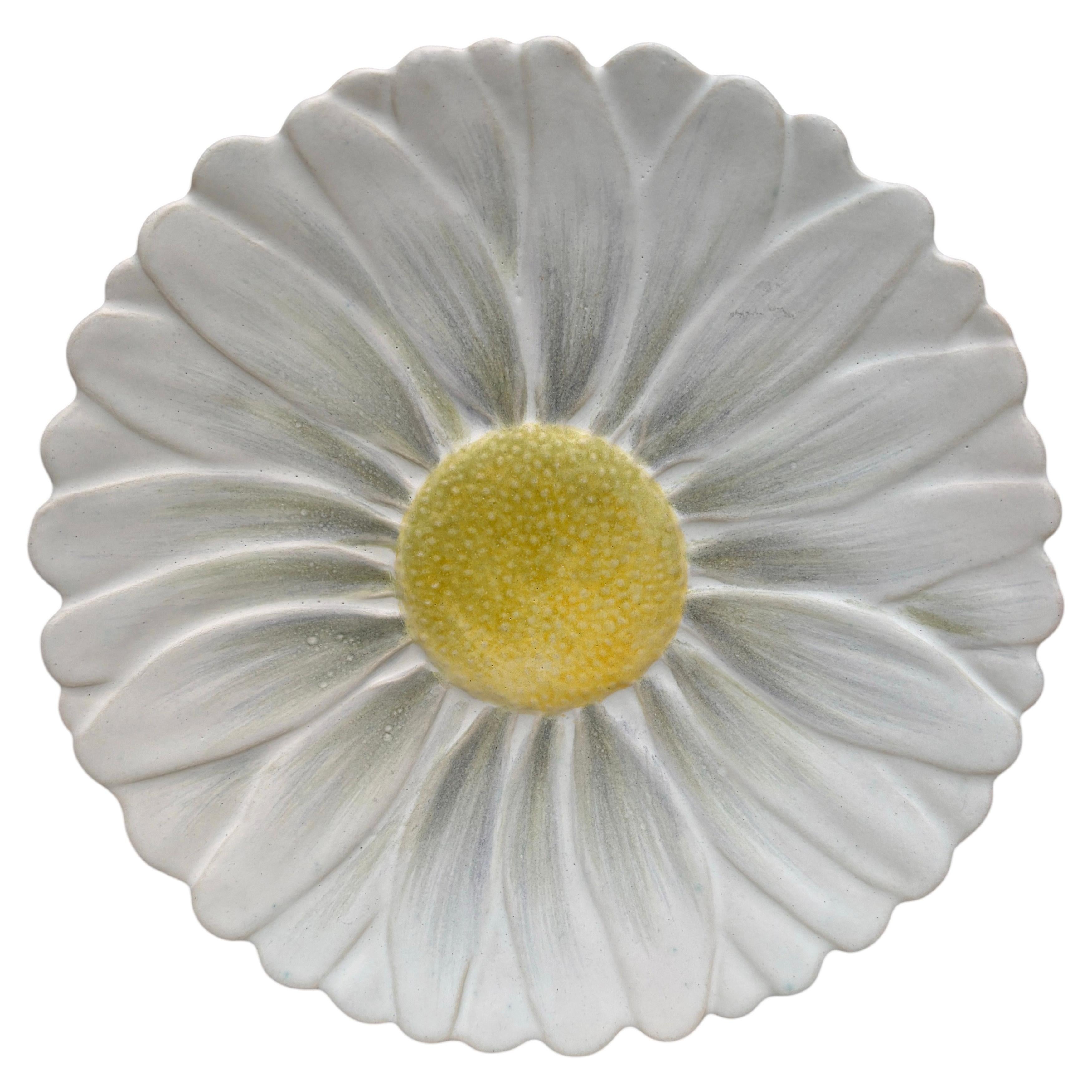 French Majolica Daisy Plate Marcel Guillot Vallauris, circa 1950